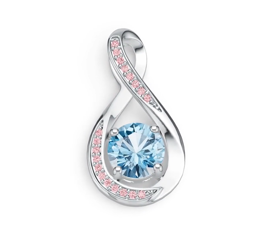 Platinum Semi Mount Pendant Setting Round RD 7X7MM Diamond Accent Syzjewelry