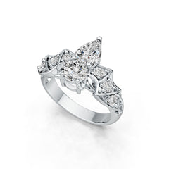 Platinum Semi Mount Ring Setting Pear PE 9X6mm RD 6X6mm DHJ