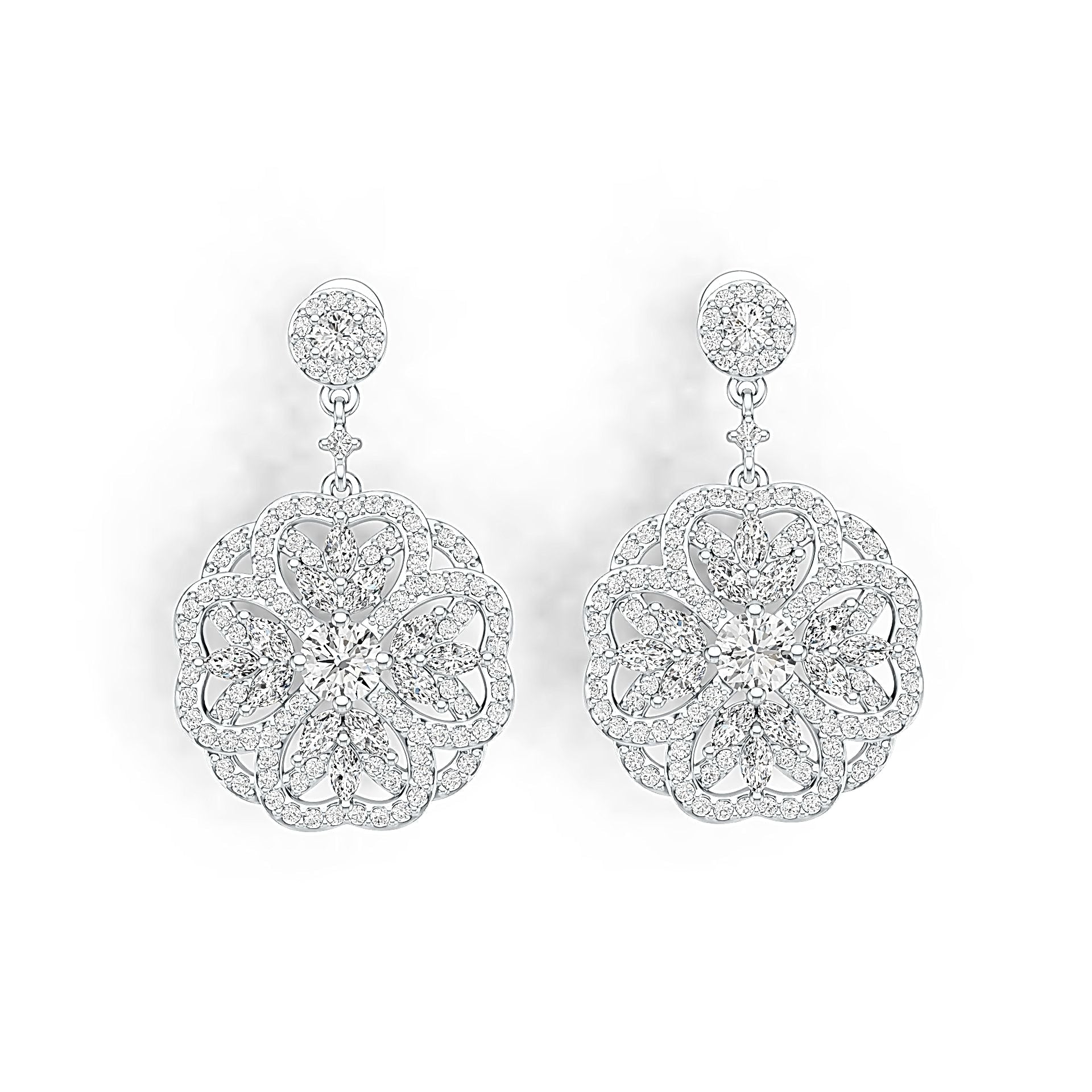 10K Gold Semi Mount Earrings Setting Round RD 5x5mm Moissanite Accent DHJ