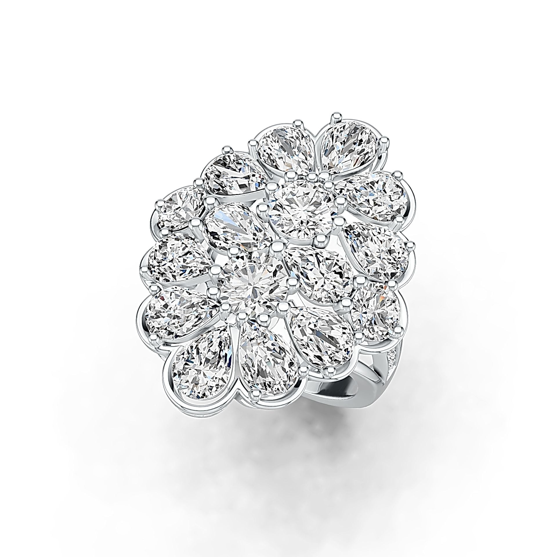 10K Gold Semi Mount Ring Setting Oval OV 7X5mm RD 6X6mm RD 5X5mm Moissanite Accent DHJ