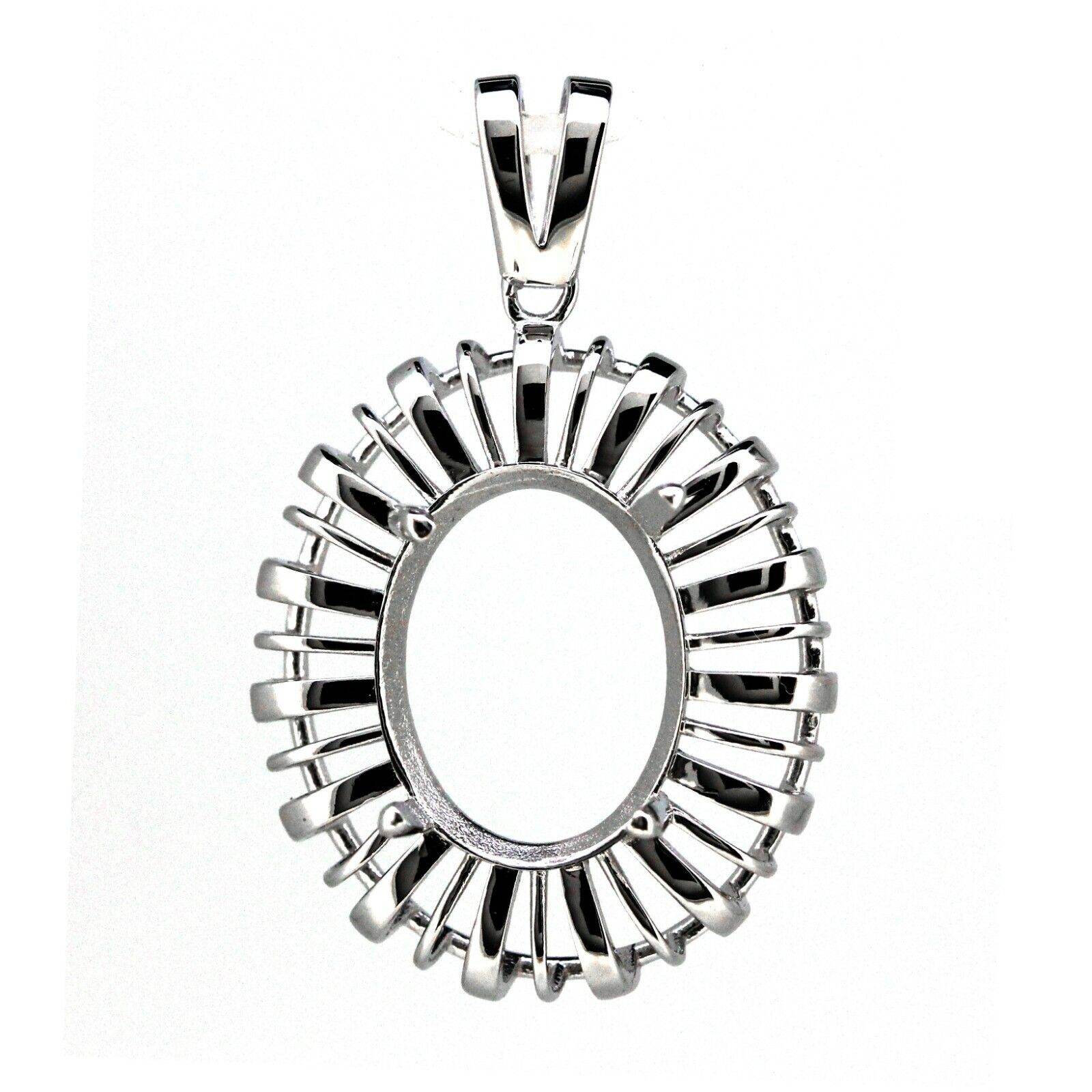 18K Gold Semi Mount Pendant Setting Oval OV 12x9mm Syzjewelry