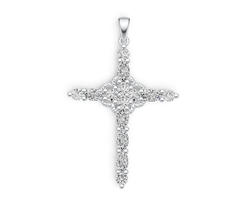 18K Gold Semi Mount Pendant Setting Oval OV 5x3mm Cross Pendant Diamond Accent DHJ