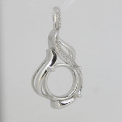 10K Gold Semi Mount Pendants Setting Round RD 9x9mm Accent P011 Moissanite Accent Syzjewelry