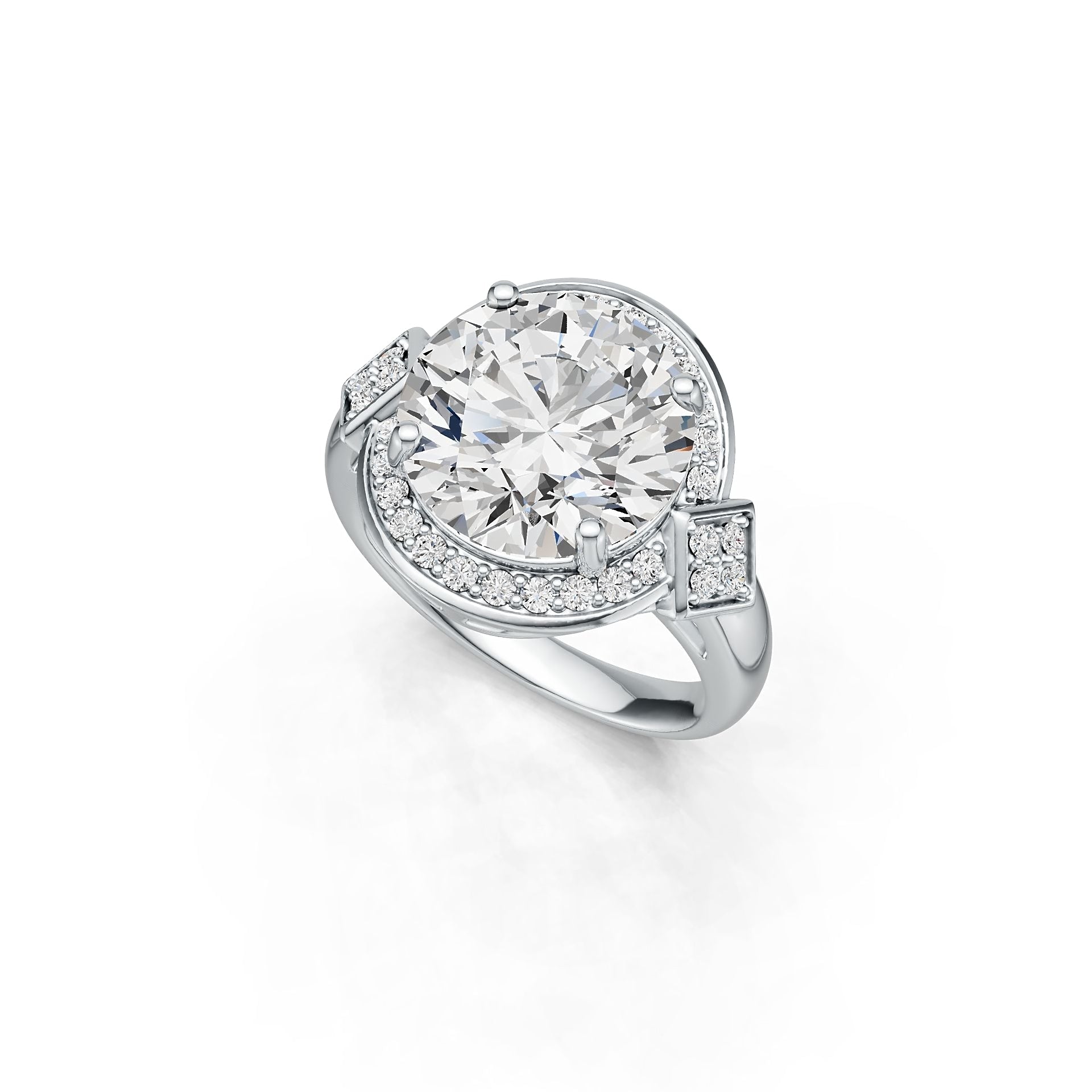 Platinum Semi Mount Ring Setting Round RD 12X12mm Diamond Accent DHJ