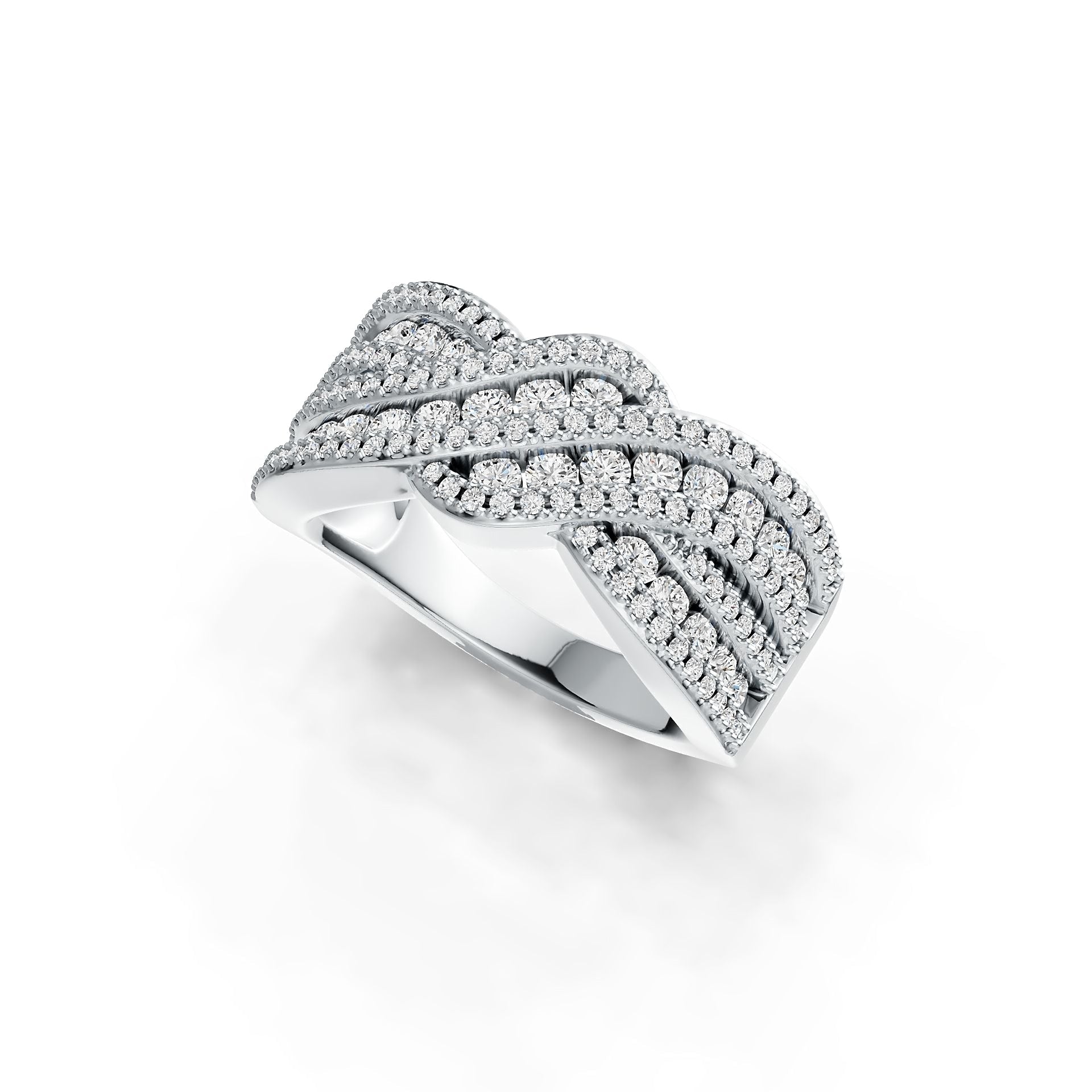 14K Gold Ring Twisted Wave Theme with or Moissanite Diamond Accent DHJ