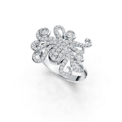 14K Gold Ring with or Moissanite Octopus Theme Diamond Accent DHJ