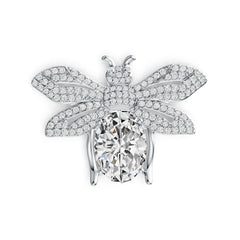 18K Gold Semi Mount Pendant Setting Oval OV 18X13mm Bee Theme Diamond Accent DHJ