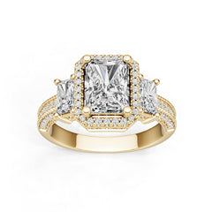 18K Gold Semi Mount Ring Setting Emerald Em 8x6mm Diamond Accent Syz Jewelry