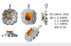 18K Gold Semi Mount Pendant Setting Cushion CU 12X10mm Diamond Accent DHJ