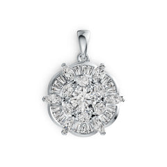 Sterling Silver Semi Mount Pendant Setting Round RD 6x6mm with White Topaz DHJ