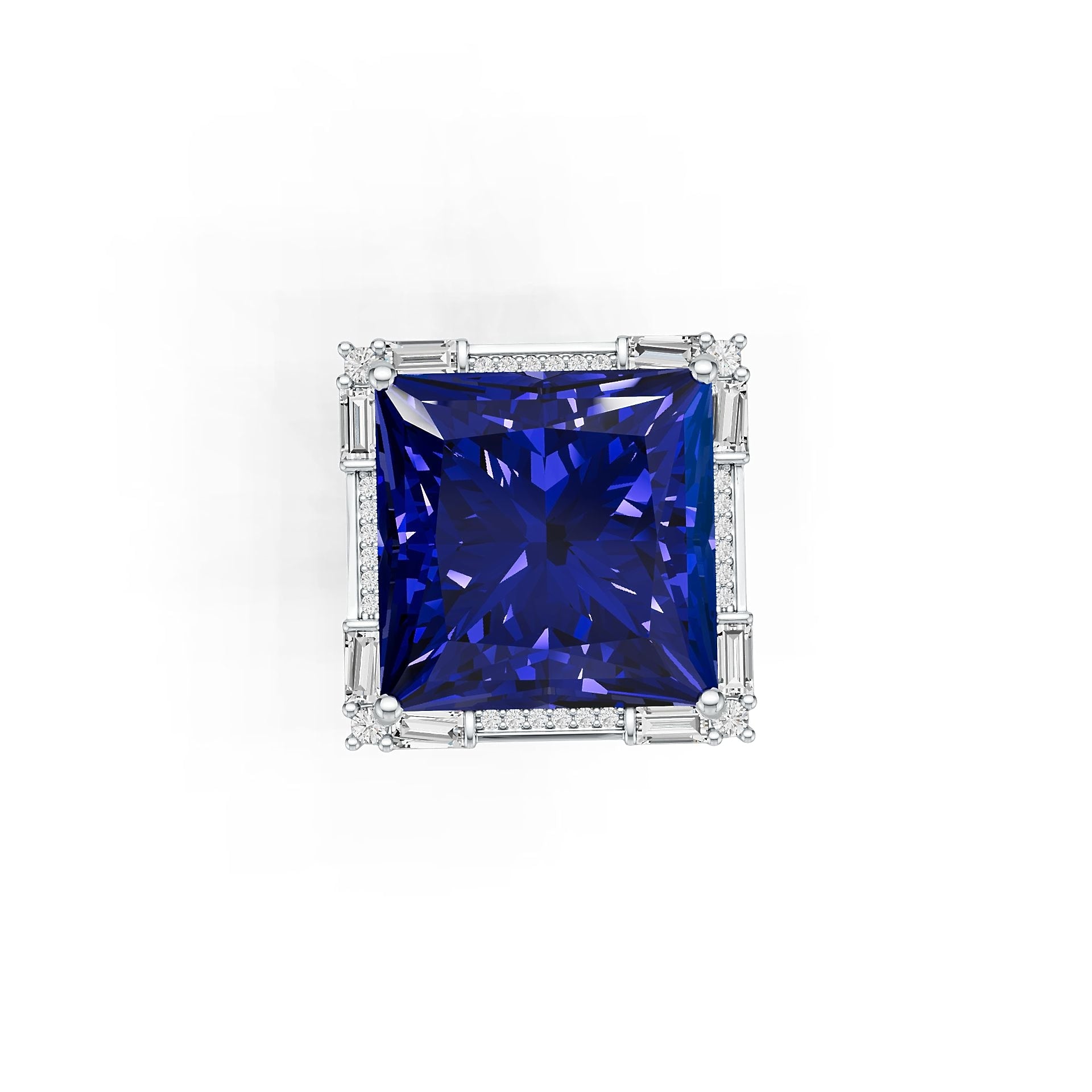 10K 14K Gold or Platinum Semi Mount Ring Setting Princess Pr 19x19mm Diamond Accent Syzjewelry