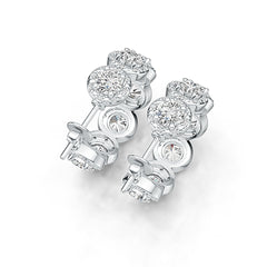 14K Gold Semi Mount Earrings Setting Round RD 5x5mm with Diamond Accent DHJ