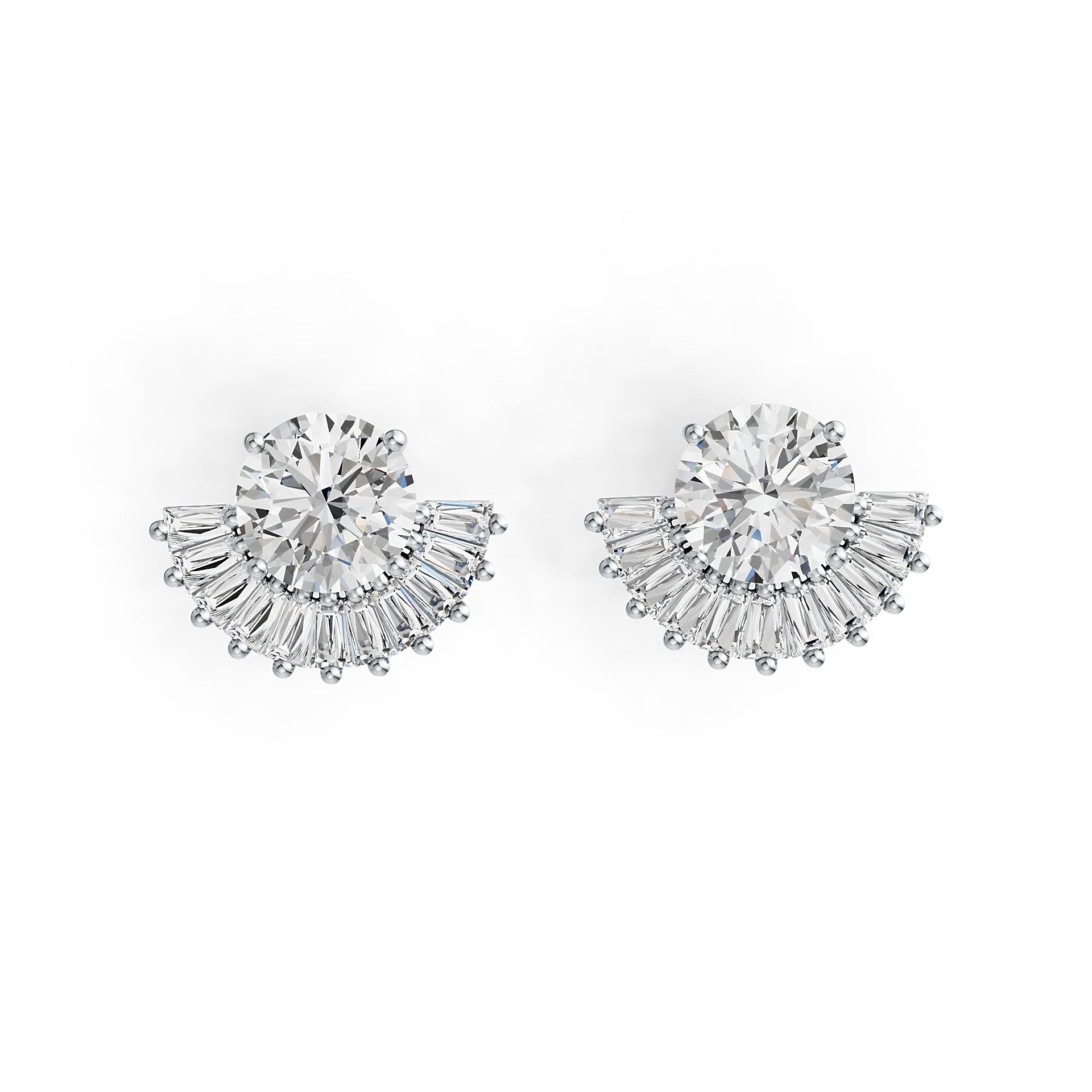 Platinum Semi Mount Earrings Setting Round RD 8x8mm DHJ