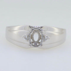 Men's 10K Gold Semi Mount Ring Setting Oval OV 8x6mm White Topa Moissanite Accent Syzjewelry