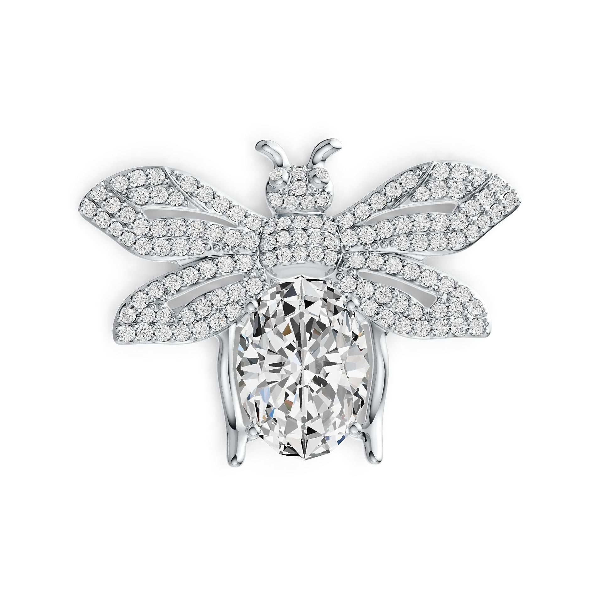 Platinum Semi Mount Pendant Setting Oval OV 18X13mm Bee Theme Diamond Accent DHJ