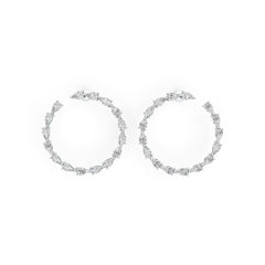 Platinum Semi Mount Earrings Setting Pear PE 5X3mm Open Circle Hoop DHJ