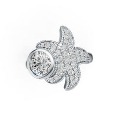 Platinum Semi Mount Ring Setting Round RD 8x8mm with Diamond Accent DHJ