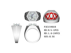 Men's 10K Gold Semi Mount Ring Setting Round RD 9.5x9.5mm Moissanite Accent DHJ