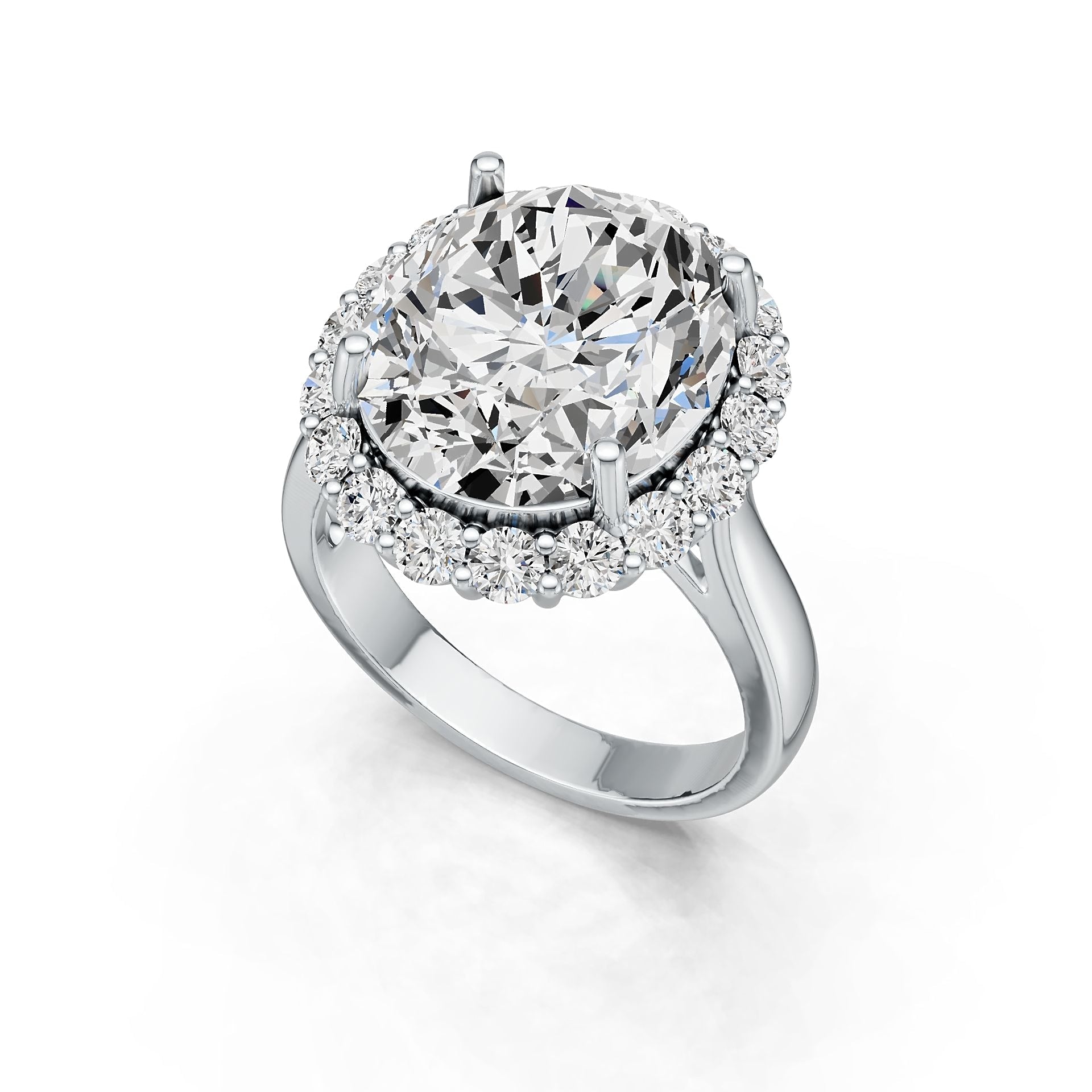 14K Gold Semi Mount Ring Setting Oval OV 14X12mm Halo Diamond Accent DHJ