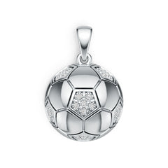 14K Gold Pendant with or Moissanite Soccer Ball Theme Diamond Accent DHJ