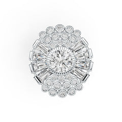 Sterling Silver Semi Mount Ring Setting Round RD 8x8mm  Baguette BAG 6x3mm DHJ