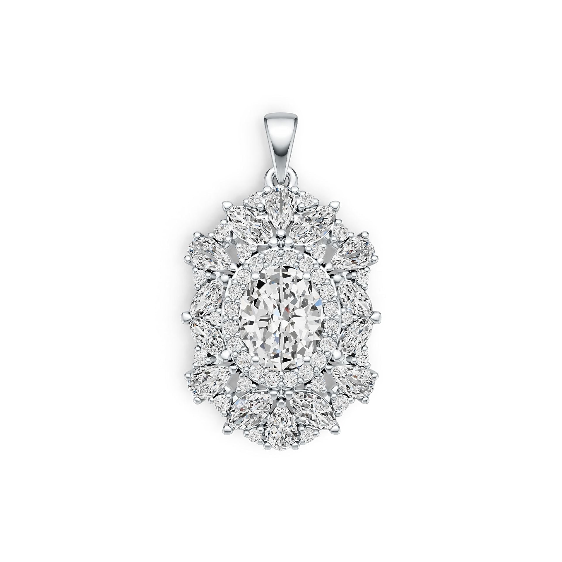 14K Gold Semi Mount Pendant Setting Oval OV 10X8mm Diamond Accent DHJ