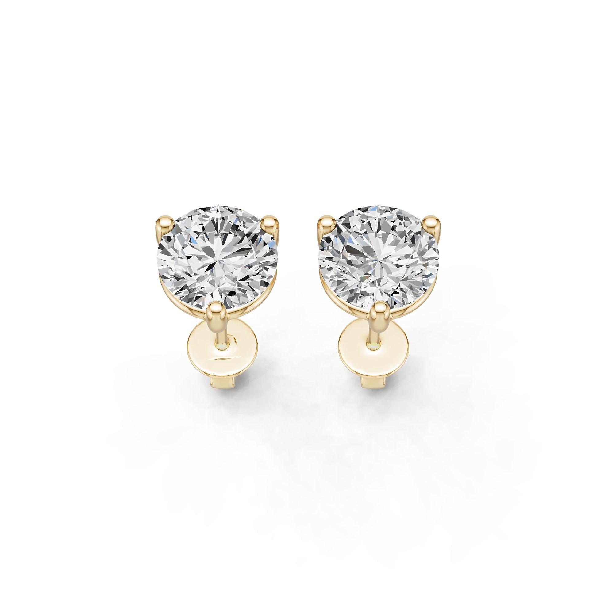 18K Gold Semi Mount Earrings Setting Round Ro 6x6mm Diamond Accent Syz Jewelry