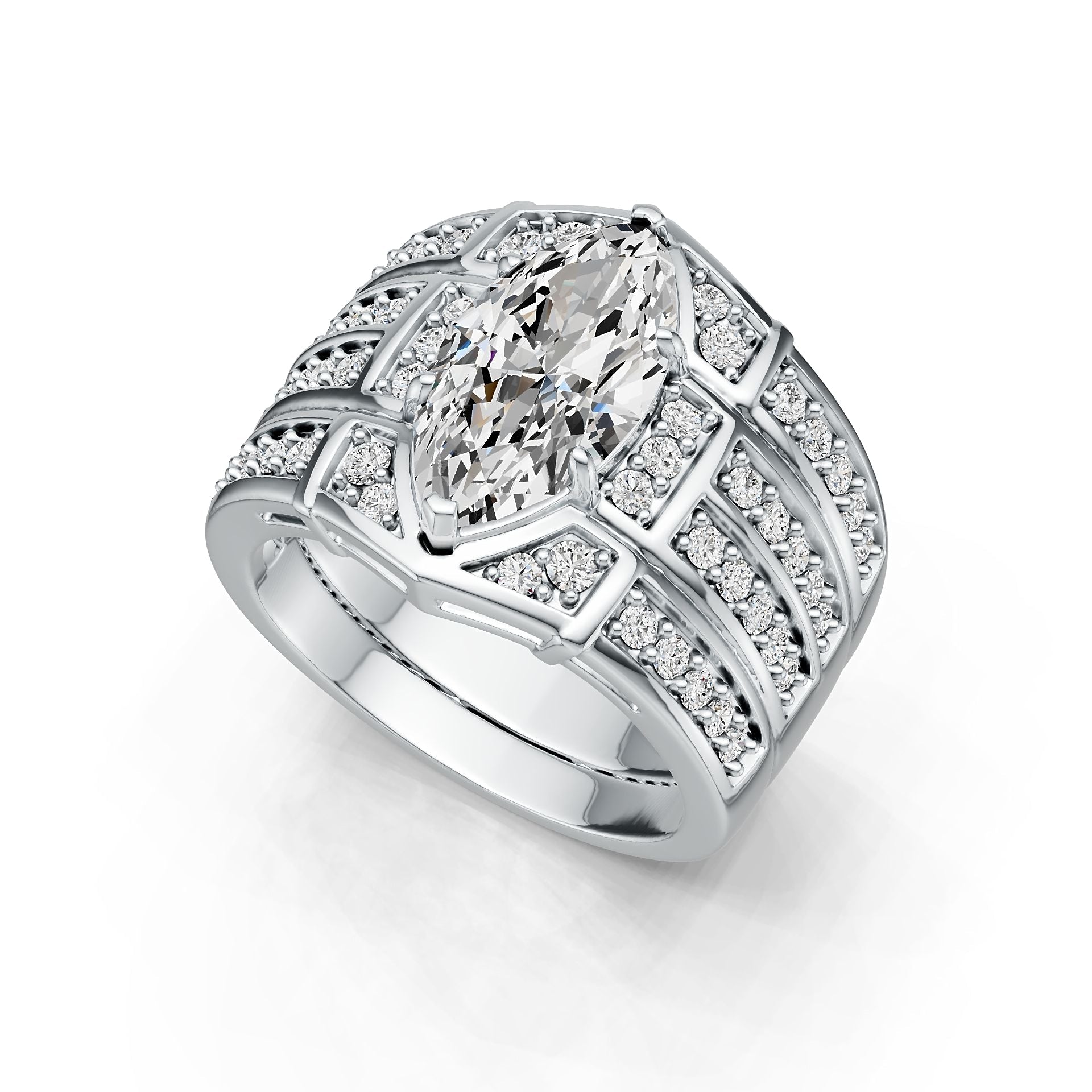 Platinum Semi Mount Ring Setting Marquise MQ 14X7mm with Diamond Accent DHJ