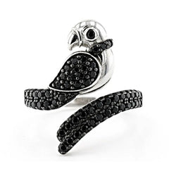10K Gold Ring Parrot Theme with White Topaz or Moissanite Moissanite Accent DHJ