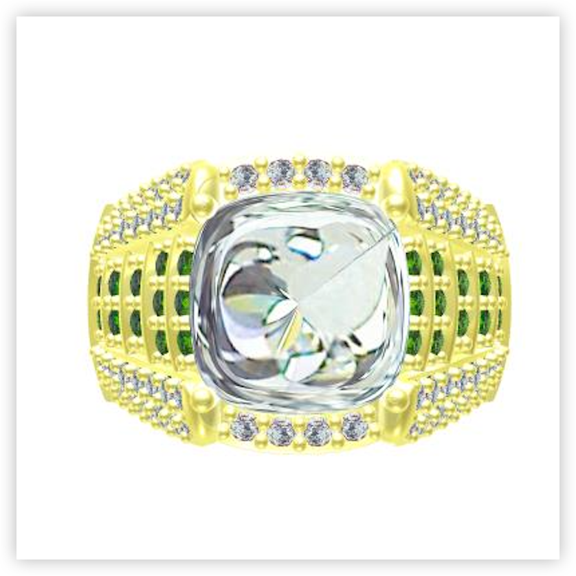 10K Gold Semi Mount Ring Setting Cushion 11x11mm Moissanite Accent DHJ