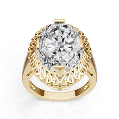 18K Gold Semi Mount Ring Setting Oval Ov 17x13mm Diamond Accent Syz Jewelry
