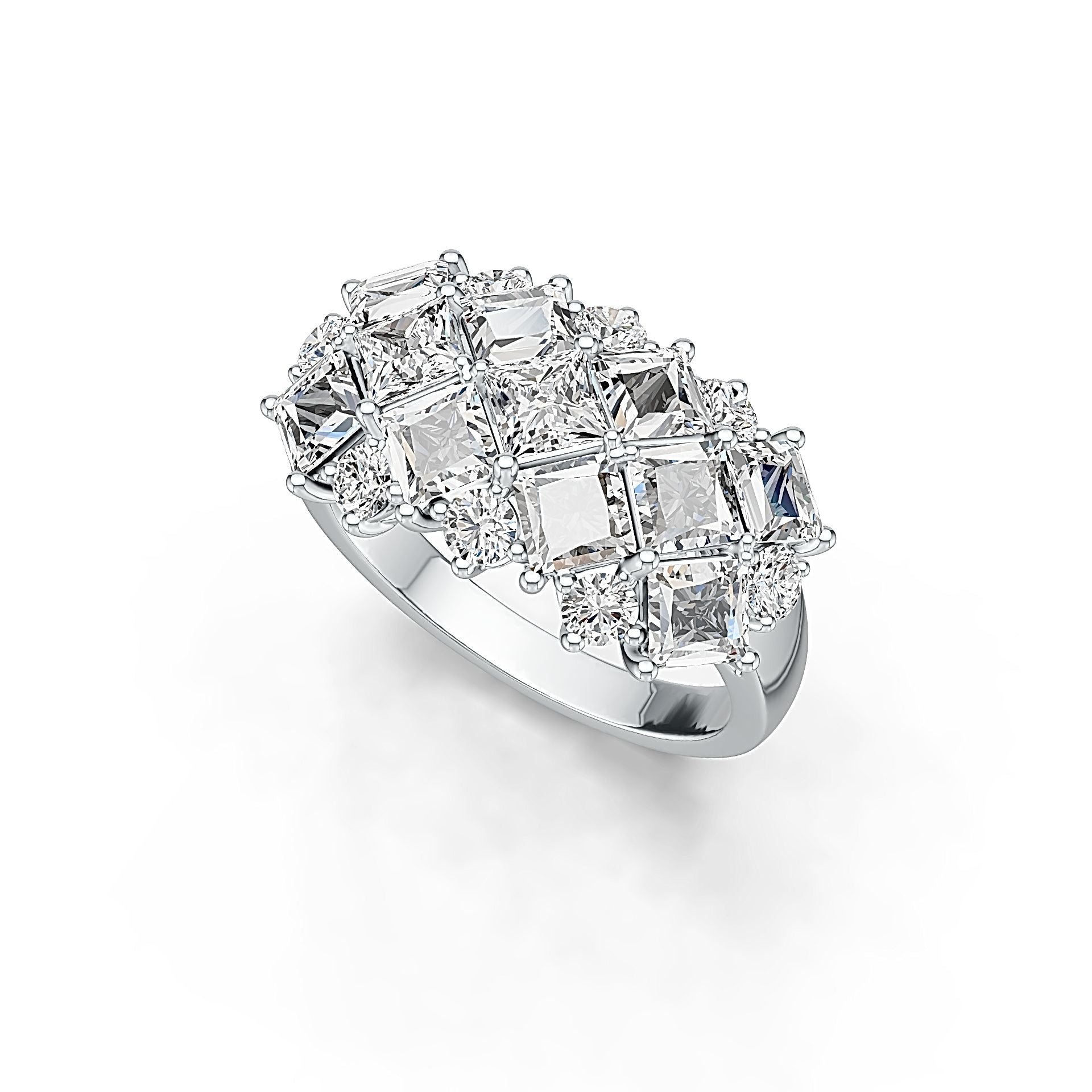 14K Gold Semi Mount Ring Setting Princess SQ 4X4mm Diamond Accent DHJ