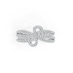 Sterling Silver Ring Bow Crossover Theme with White Topaz or Moissanite - Syzjewelry