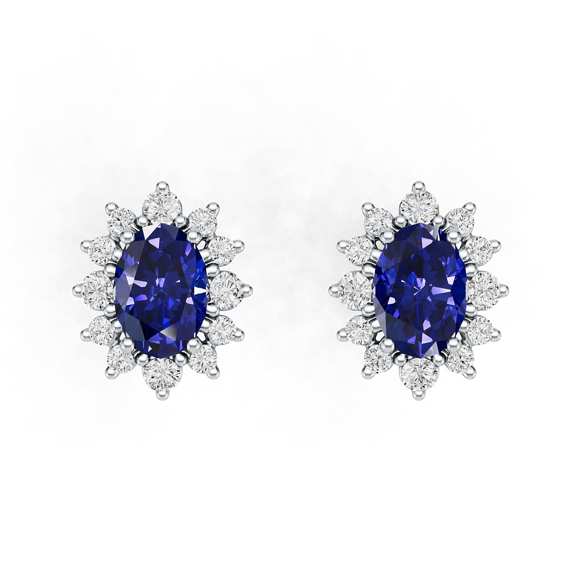 Platinum Semi Mount Earrings Setting Oval Ov 7x5mm Diamond Accent Syz Jewelry
