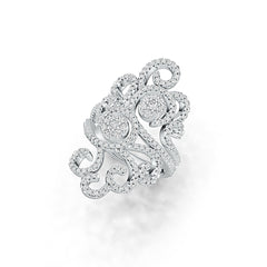 Platinum Cocktail Filigree Ring with White Topaz or Moissanite Diamond Accent DHJ