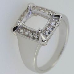Platinum Semi Mount Ring Setting Cushion CU 9x7mm 7738R Diamond Accent Syzjewelry