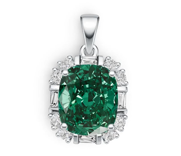 18K Gold Semi Mount Pendant Setting Cushion CU 12X10mm Diamond Accent DHJ