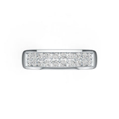 Sterling Silver Double-Row Wedding Band Ring with White Topaz or Moissanite Syzjewelry