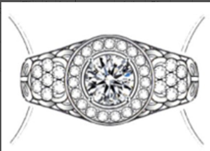 10K Gold Semi Mount Ring Setting Round RD 6.5x6.5mm Moissanite Accent DHJ