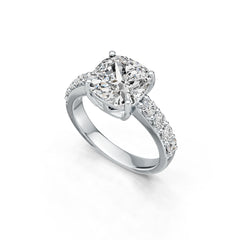 18K Gold Semi Mount Ring Setting Cushion CU 9X9mm Diamond Accent DHJ