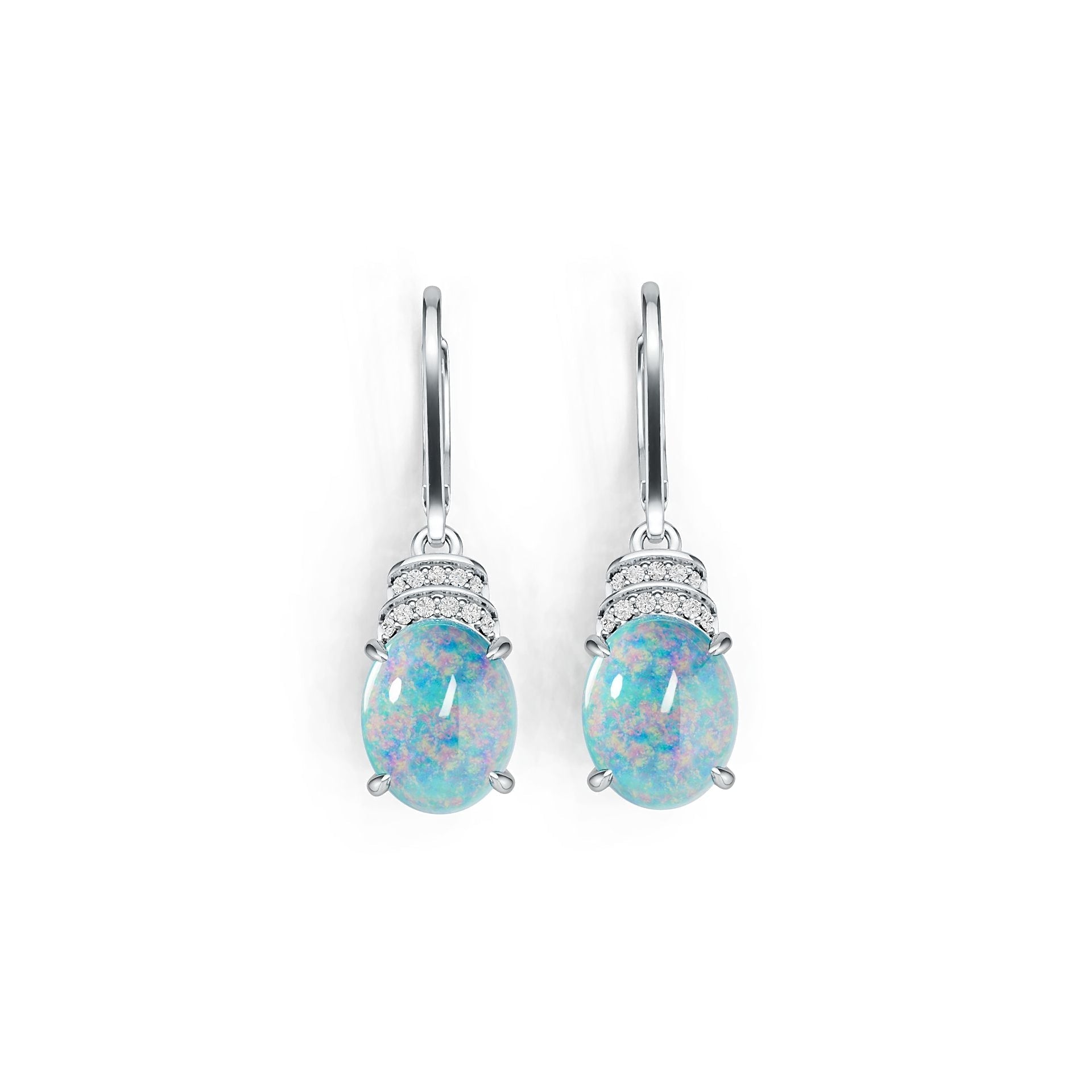 14K Gold Semi Mount Earrings Setting Oval OV 10X8mm Cabochon Diamond Accent DHJ
