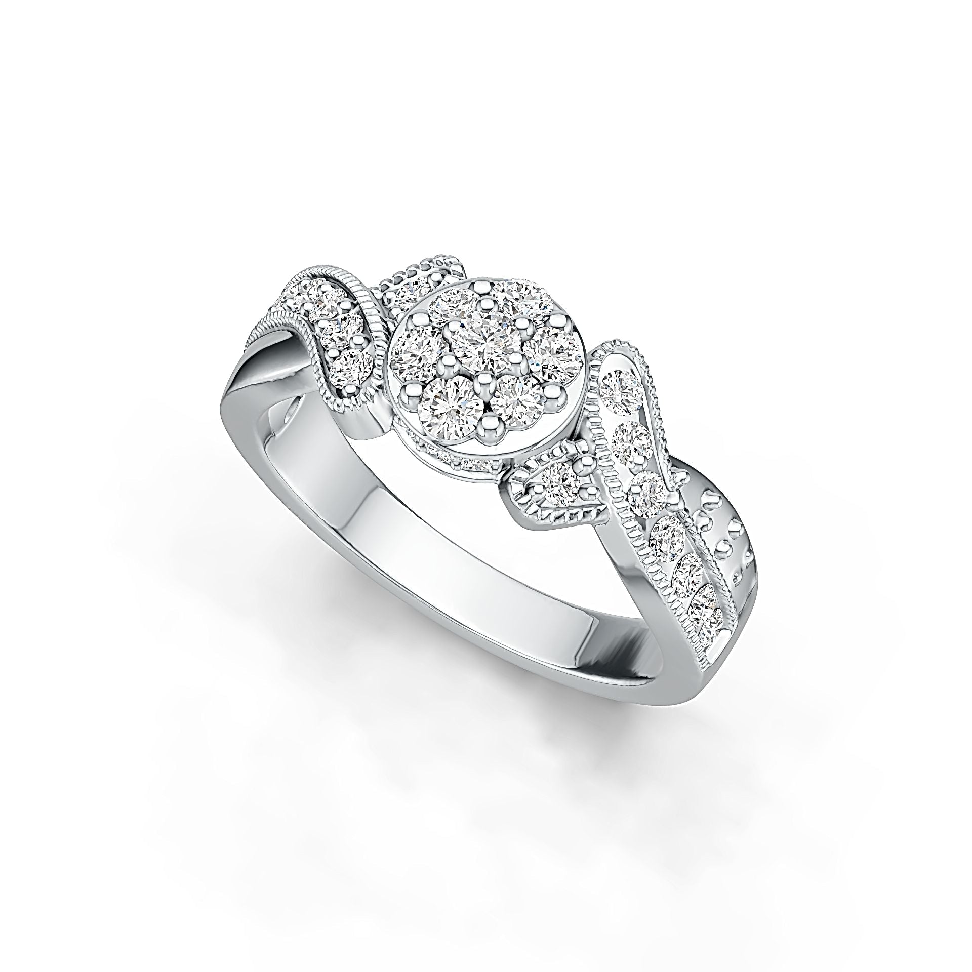 Platinum Semi Mount Ring Setting Round RD 3x3mm Diamond Accent DHJ