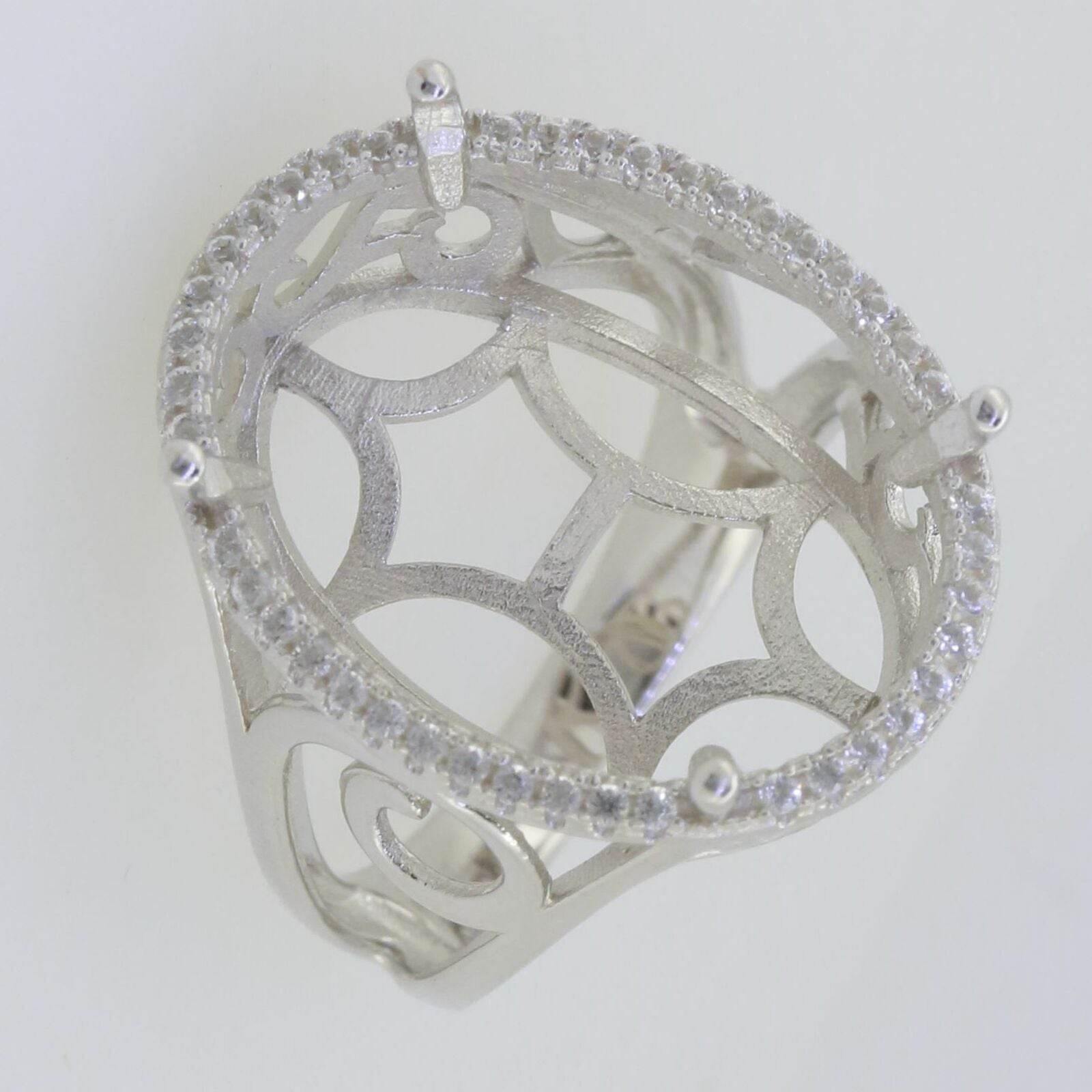 Platinum Semi Mount Ring Setting Oval OV 21x16mm Diamond Accent Syzjewelry
