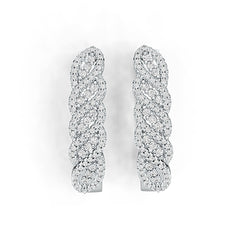 Sterling Silver Earrings Huggie Hoop with White Topaz or Moissanite DHJ