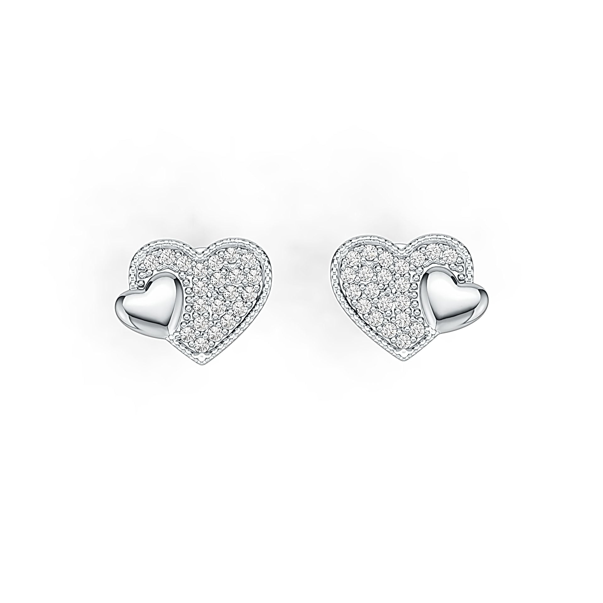 Sterling Silver Earrings Love Heart Theme with White Topaz or Moissanite Syzjewelry