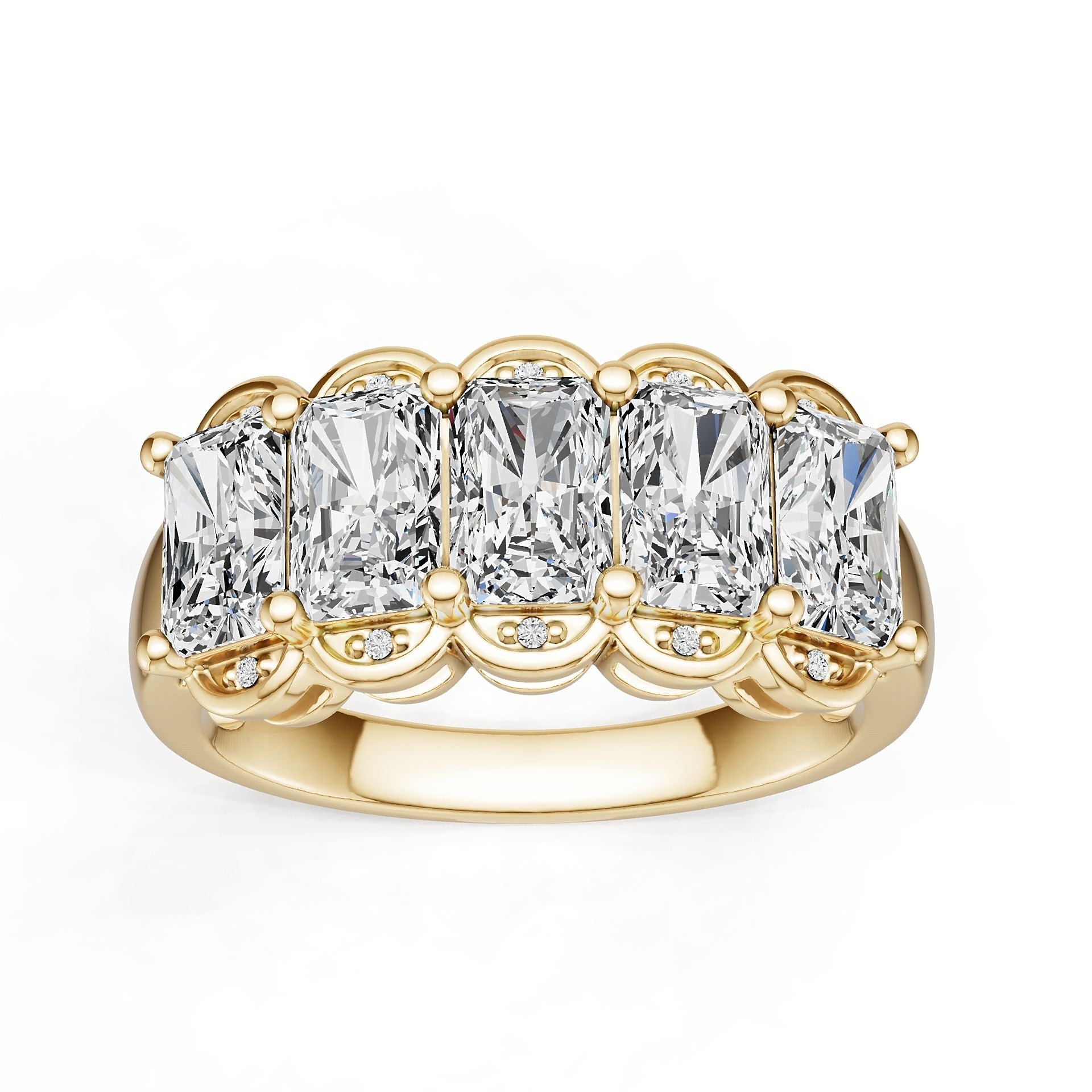 10K Gold Semi Mount Ring Setting Emerald Em 6x4mm Moissanite Accent Syz Jewelry