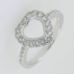 14K Gold Semi Mount Ring Setting Heart HT 8X8mm Halo Diamond Accent Syzjewelry