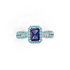 Sterling Silver Semi Mount Ring Setting Emerald OCT 7X5MM Halo Split Shank DHJ