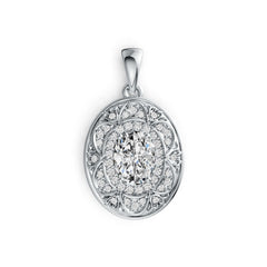 Platinum Semi Mount Pendant Setting Oval OV 8X6mm Diamond Accent DHJ