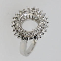 14K Gold Semi Mount Ring Setting Round RD 10x10mm Double Halo Diamond Accent DHJ